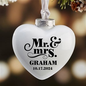 Personalized Heart Wedding Ornament - Happy Couple