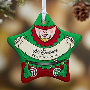 1-Sided Vintage Elf Personalized Star Ornament
