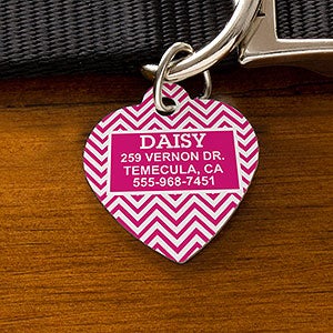Personalized Heart Pet ID Tags - Chevron