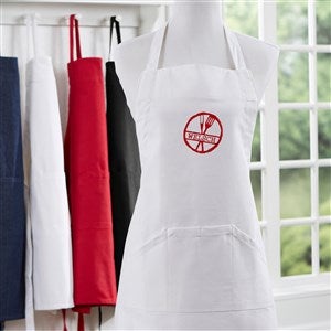Family Brand Embroidered White Apron