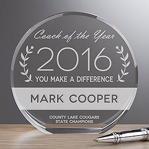 Coach of the Year Personalized Premium Crystal Award