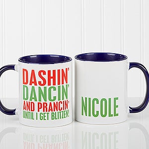 Blue Personalized Holiday Coffee Mugs - Funny Christmas Quotes