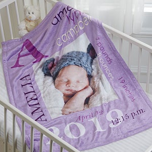 All About Baby Girl Personalized 30x40 Fleece Photo Baby Blanket