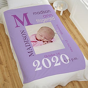 All About Baby Girl Personalized 50x60 Fleece Photo Blanket