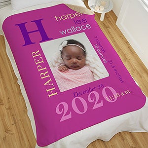 All About Baby Girl Personalized 50x60 Sherpa Photo Blanket