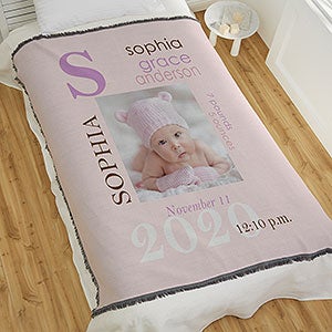 All About Baby Girl Personalized 56x60 Woven Photo Throw