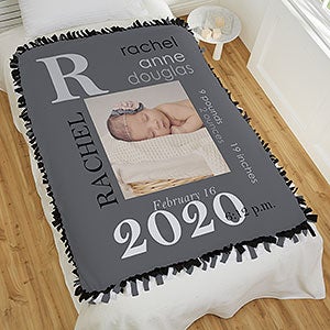 All About Baby Girl Personalized 50x60 Tie Photo Blanket