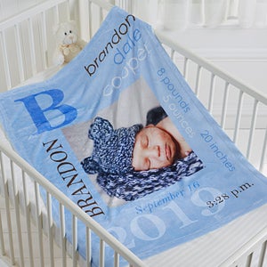 All About Baby Boy Personalized 30x40 Fleece Photo Baby Blanket