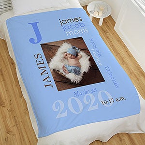 All About Baby Boy Personalized 60x80 Fleece Photo Blanket