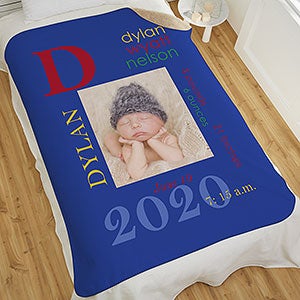 All About Baby Boy Personalized 60x80 Sherpa Photo Blanket