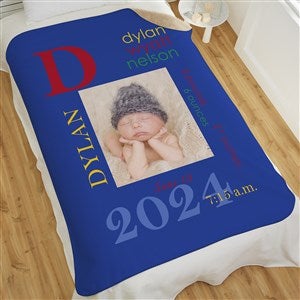 All About Baby Boy Personalized 60x80 Sherpa Photo Blanket