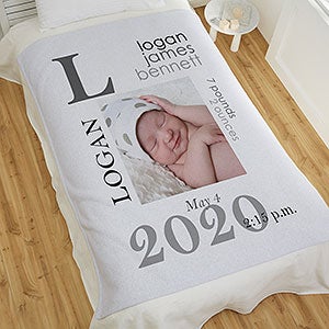All About Baby Boy Personalized 50x60 Sweatshirt Photo Blanket