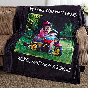 Picture Perfect Personalized 50x60 Plush Fleece Photo Blanket- 1 Photo - #16486-1