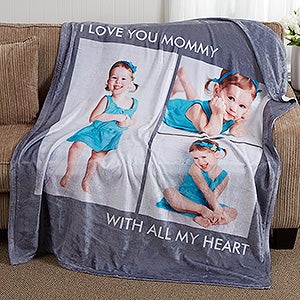 Picture Perfect Personalized 60x80 Plush Fleece Photo Blanket- 3 Photo - #16486-3L