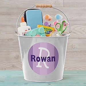 Just Me Personalized White Large Metal Bucket