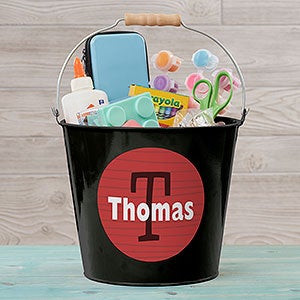 Just Me Personalized Black Large Metal Bucket