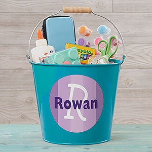 Just Me Personalized Turquoise Large Metal Bucket