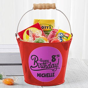 Birthday Treats Personalized Rede Mini Metal Bucket
