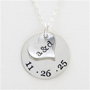 Personalized Heart Initials Necklace with Date Disc - Special Couple