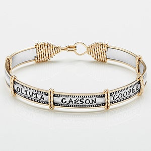 14K Gold Two-Tone Beaded Personalized Family Bracelet