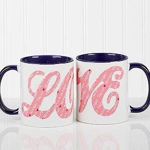 Blue Personalized LOVE Sweethearts Couples Coffee Mug