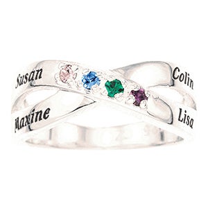 Family Birthstone Personalized Sterling Silver Ring
