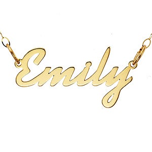 Contemporary Script Personalized Name Necklace - 10K Gold