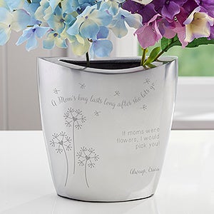 A Moms Hug Personalized Silver Vases