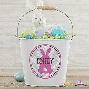 Easter Bunny Personalized Large Treat Bucket - White