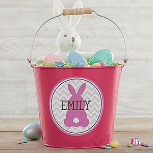 Easter Bunny Personalized Large Treat Bucket - Pink