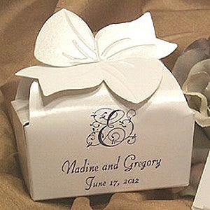 Bow Top Favor Boxes - Large White