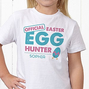 Personalized Easter Kids Apparel - Easter Egg Hunter - Youth T-Shirt - Youth X-Small (2-4) - Navy
