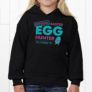 Personalized Easter Kids Apparel - Easter Egg Hunter - Youth Hooded Sweatshirt - Youth Small (6/8) - Grey