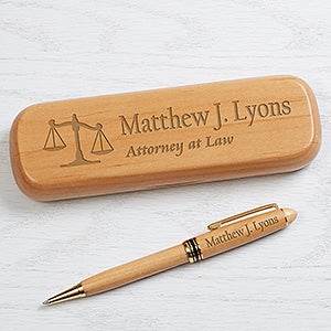 The Law Office Engraved Alderwood Pen Set