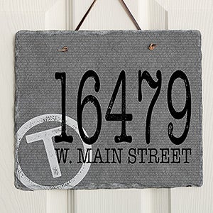 Initial Stamped Address Personalized Slate Plaque