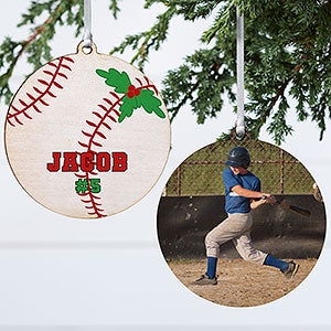 Baseball Personalized Wood Photo Ornament