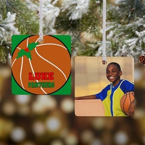 Basketball Personalized Square Photo Ornament- 2.75" Metal - 2 Sided - #16666-2M