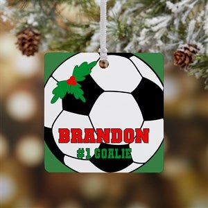Soccer Personalized Square Photo Ornament