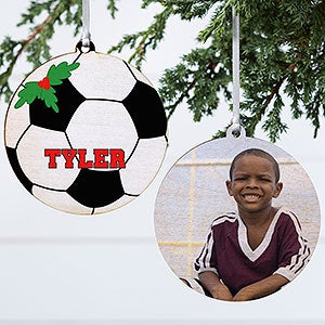 Soccer Personalized Photo Ornament-3.75 Wood - 2 Sided