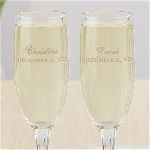 Personalized Wedding Glass Flute Set - The Loving Couple