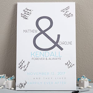Forever & Always Wedding Signature Personalized Canvas Print 12x18