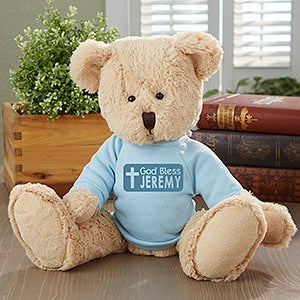 God Bless Personalized Teddy Bear- Blue - #16738-B