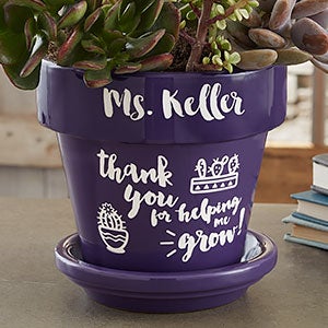 Personalized Teacher Gift Flower Pot - Purple