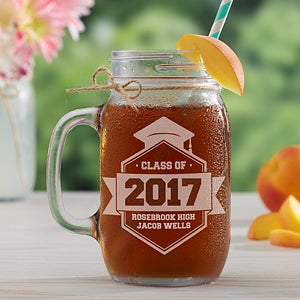 Class Of Personalized Graduation Glass Mason Jar