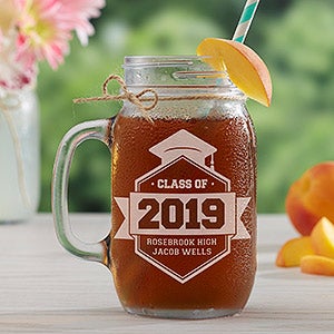 Class Of Personalized Graduation Glass Mason Jar