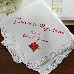 Forever In My Heart Personalized Linen Handkerchief
