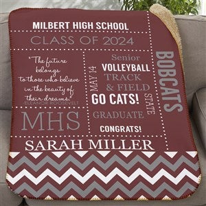 School Memories 50x60 Graduation Sherpa Blanket