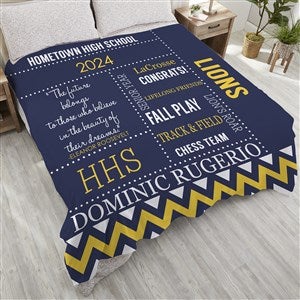 School Memories Personalized Graduation 90x90 Plush Queen Fleece Blanket