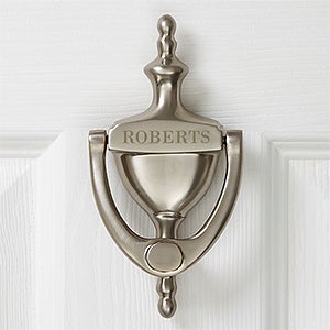 Grand Entrances Engraved Door Knocker- Satin Nickel