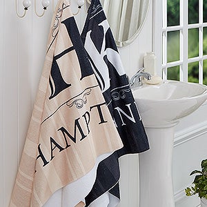 Elegant Monogram Personalized Bath Towels